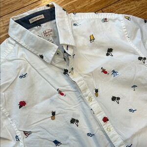 Original Penguin Short-Sleeve Button-Down Shirt Tropical Beach Theme Men’s L